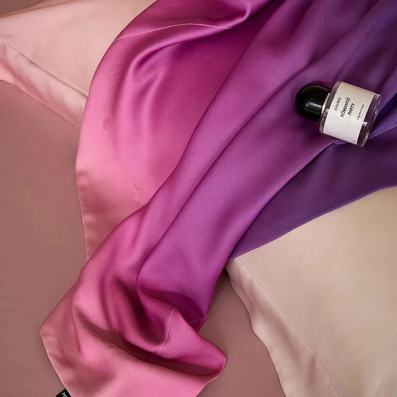 Angel Pink Gradient Lyocell Duvet Cover Set - Fluffyslip