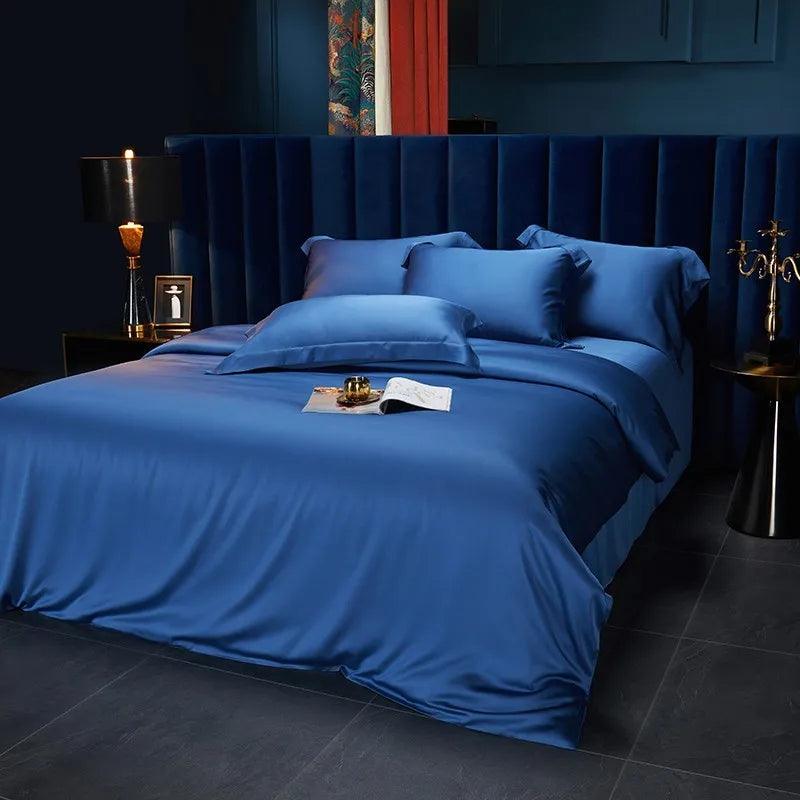 Eucalyptus Lyocell Royal blue Cooling Silky Soft Duvet Cover Set Luxury Room - Fluffyslip