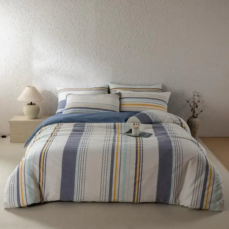 Cotton Cadence Vertical Stripes Duvet Cover Set