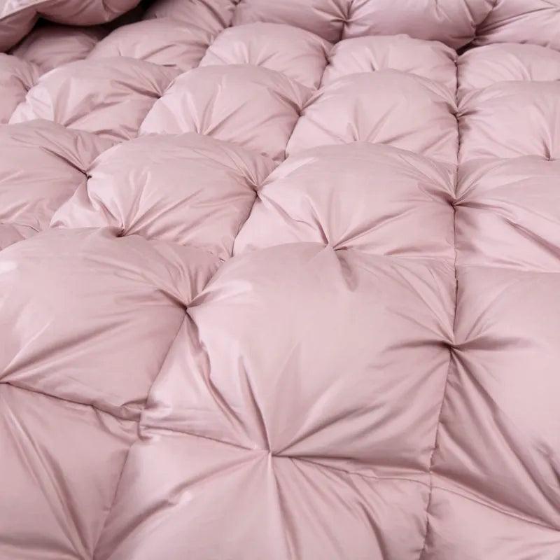 Luxury Pinch Pleated Pink Goose Down Comforter - Fluffyslip