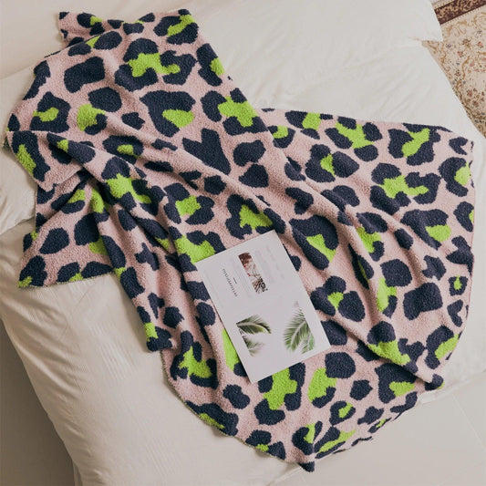 Neon Leopard Print Throw Blanket - Fluffyslip