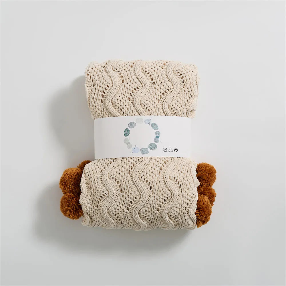 Snuggle Pom Pom Chenille Throw Blanket