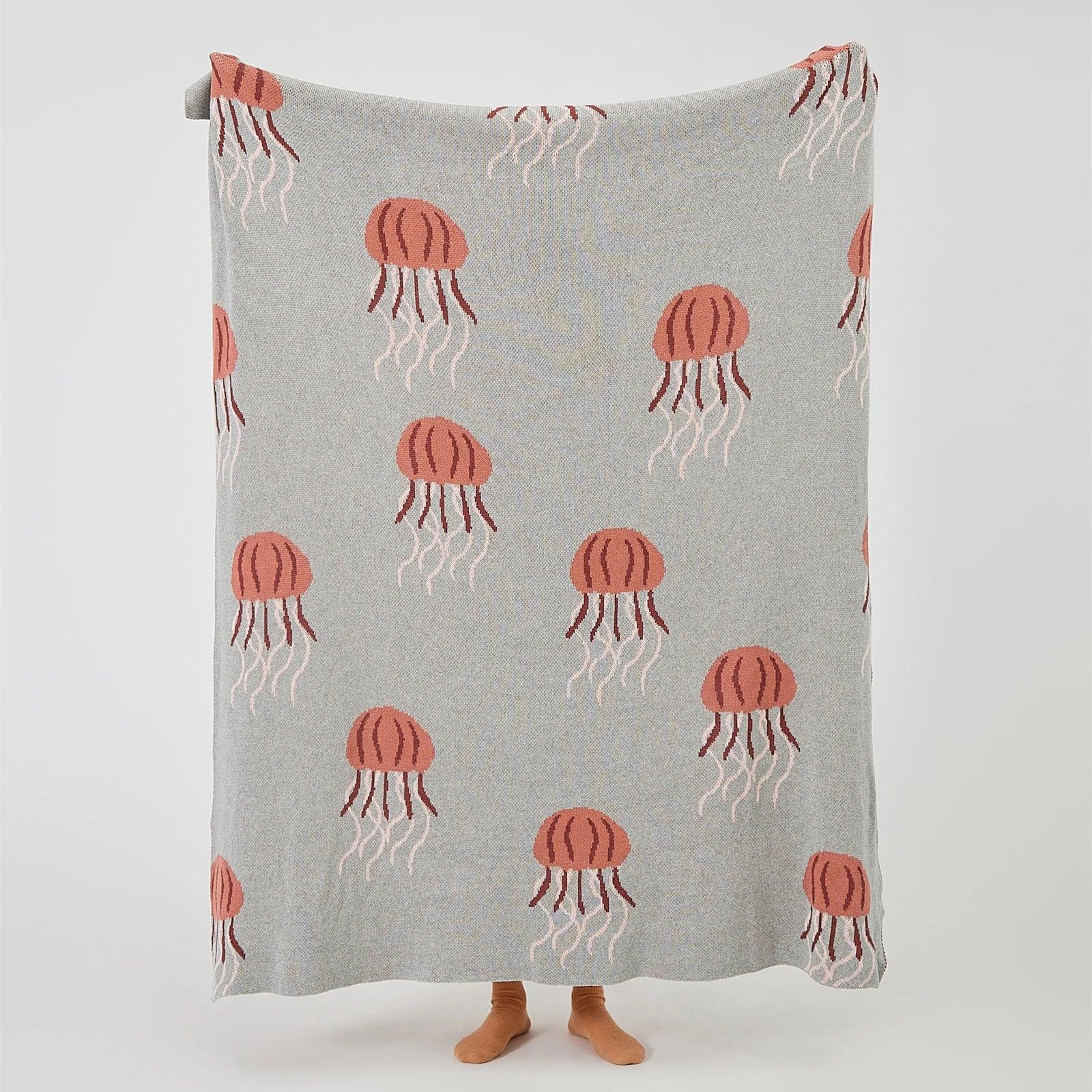 Tranquil Jellyfish Jacquard Throw Blanket - Fluffyslip