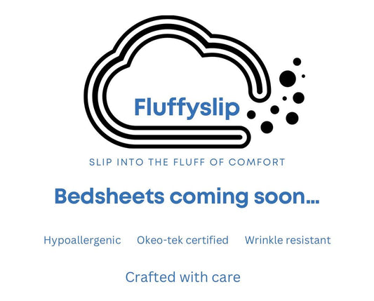 Fluffyslip logo promoting the reveal of their first line of bedsheets