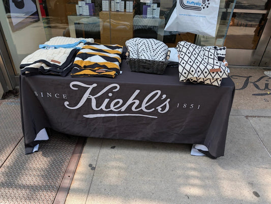 Cotton throw blankets on table