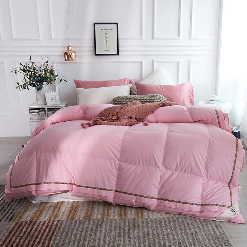 Luxurious 1000 TC 100%Cotton Cover Goose Down Comforter Duvet cover Insert Queen King size White Pink Grey Comforter All Season - Fluffyslip