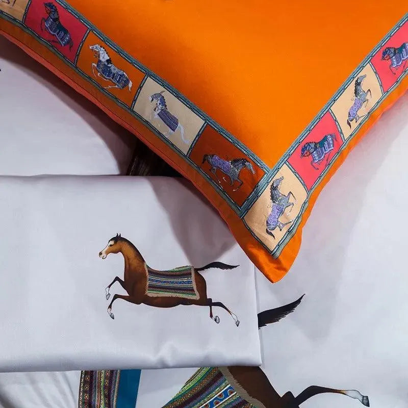 1500TC Egyptian Cotton Horse Race 4Pcs Duvet Cover Set - Fluffyslip