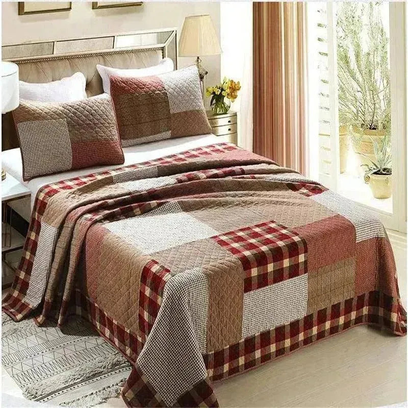 3Pcs Patchwork Reversible Lightweight Coverlet Set - Fluffyslip