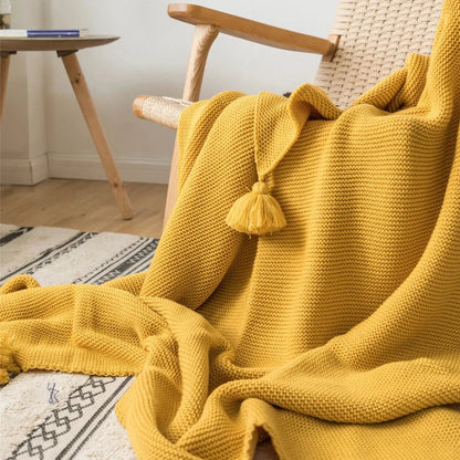 Bright Loom Tassel Pompom Throw Blanket