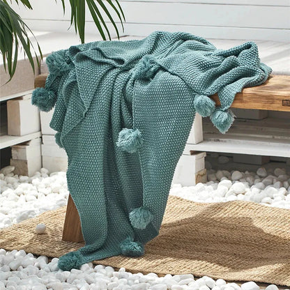 Quin Pompom Throw Blanket