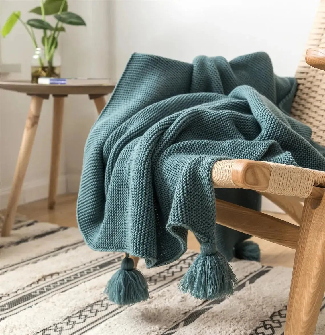 Bright Loom Tassel Pompom Throw Blanket