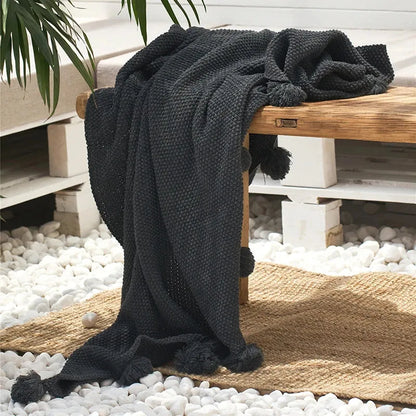 Quin Pompom Throw Blanket