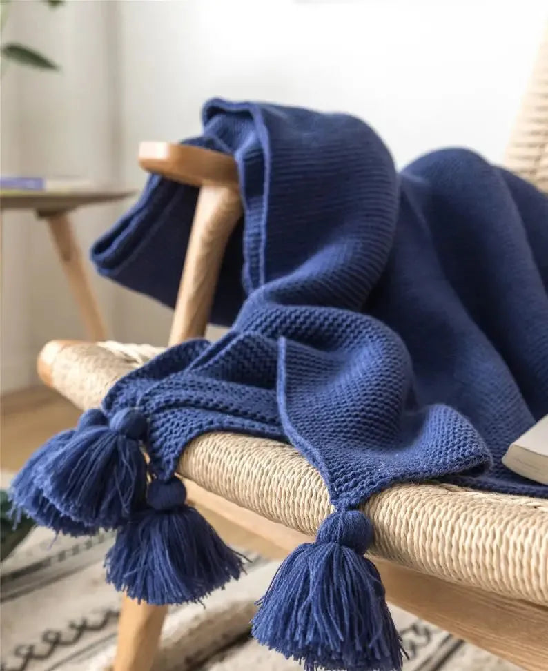 Bright Loom Tassel Pompom Throw Blanket