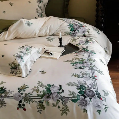 Floral Square Egyptian Cotton Duvet Cover Set