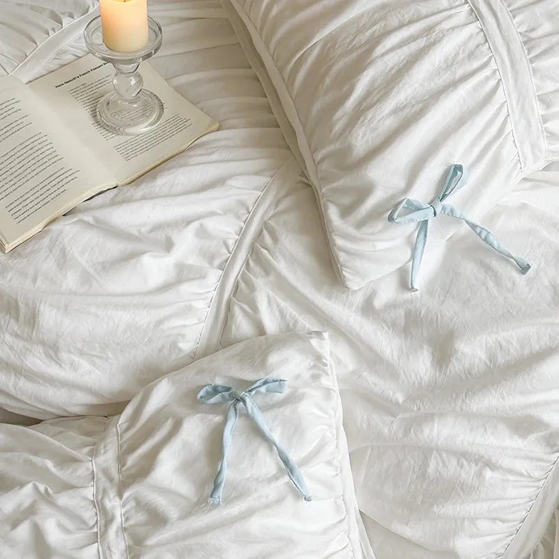 Graceful Ribbon Ruffles Duvet Cover Set