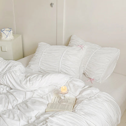 Graceful Ribbon Ruffles Duvet Cover Set