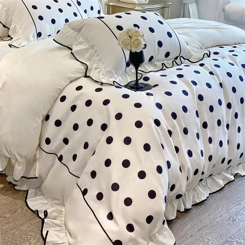 Washed Cotton Polka Dot Duvet Cover Set