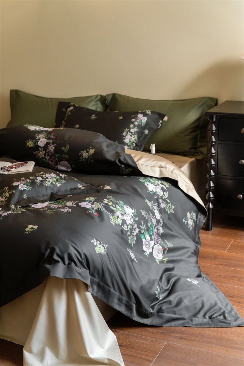 Floral Square Egyptian Cotton Duvet Cover Set