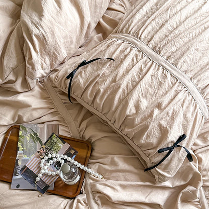 Graceful Ribbon Ruffles Duvet Cover Set