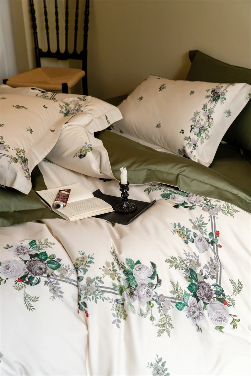 Floral Square Egyptian Cotton Duvet Cover Set