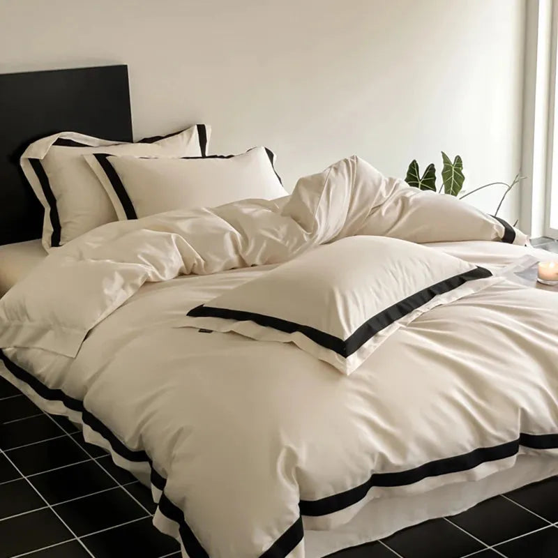 Lewis Border 100S Long Staple Cotton Duvet Cover Set