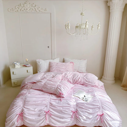 Graceful Ribbon Ruffles Duvet Cover Set