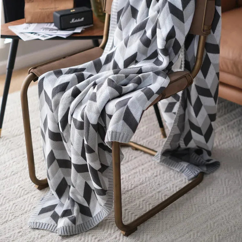 Adena Grayscale Geometric Throw Blanket