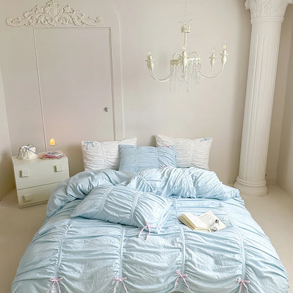 Graceful Ribbon Ruffles Duvet Cover Set