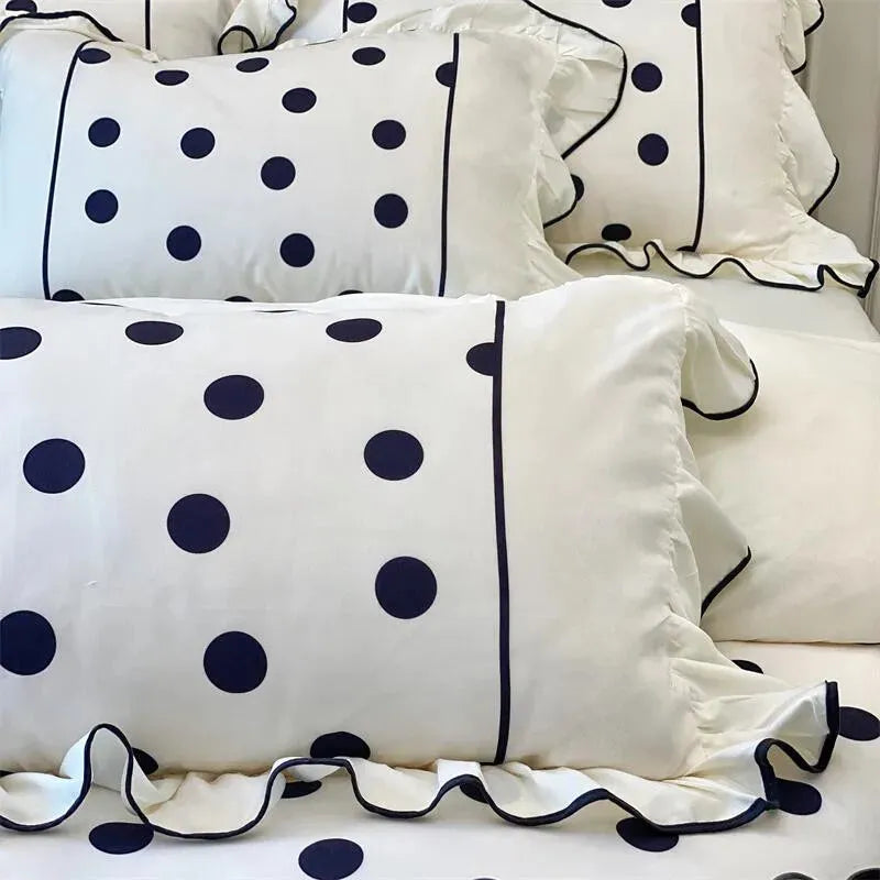 Washed Cotton Polka Dot Duvet Cover Set