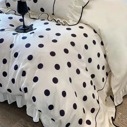 Washed Cotton Polka Dot Duvet Cover Set