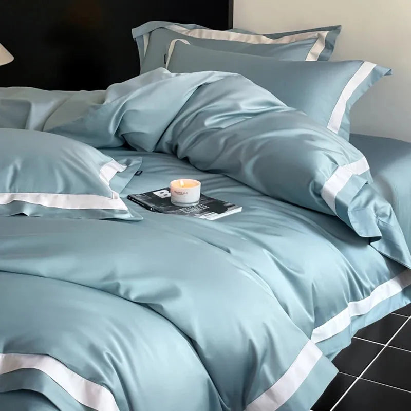 Lewis Border 100S Long Staple Cotton Duvet Cover Set