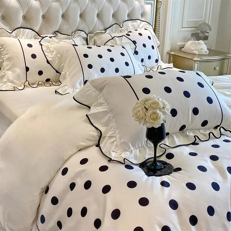 Washed Cotton Polka Dot Duvet Cover Set