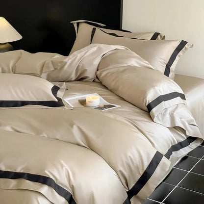 Lewis Border 100S Long Staple Cotton Duvet Cover Set