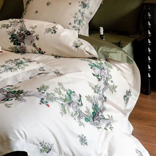 Floral Square Egyptian Cotton Duvet Cover Set