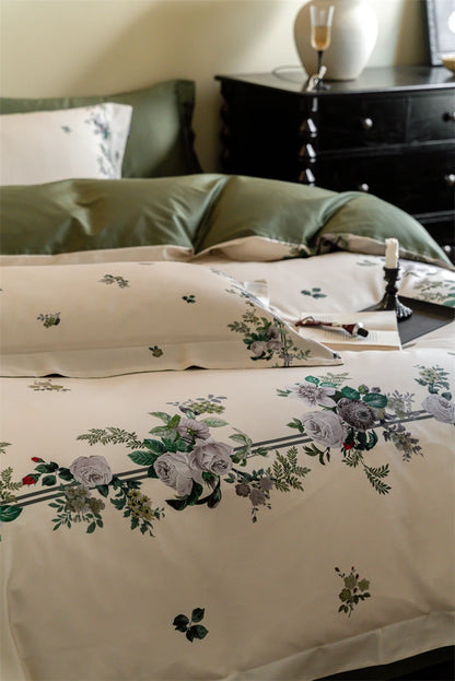 Floral Square Egyptian Cotton Duvet Cover Set