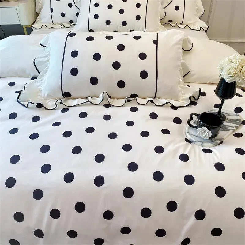 Washed Cotton Polka Dot Duvet Cover Set