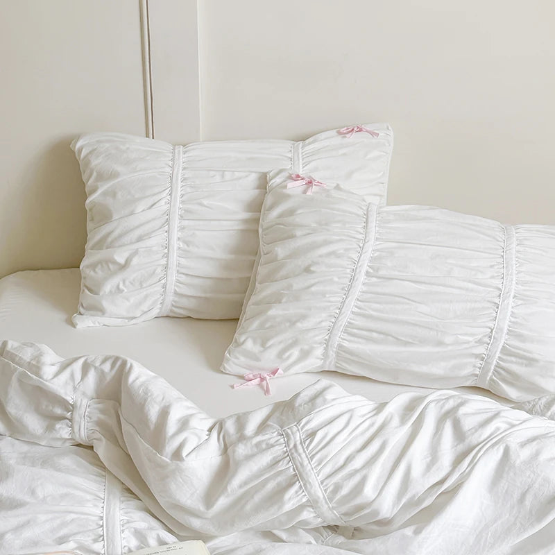 Graceful Ribbon Ruffles Duvet Cover Set