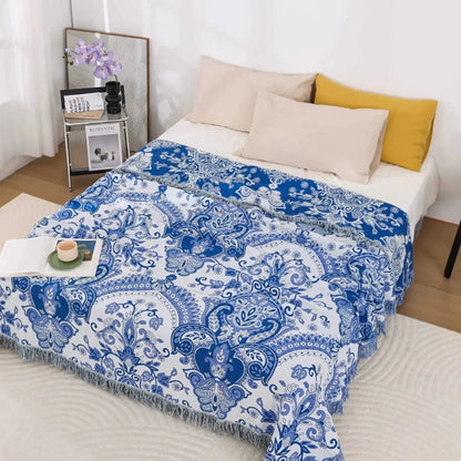 Blue Paisley Multilayer Cotton Blanket