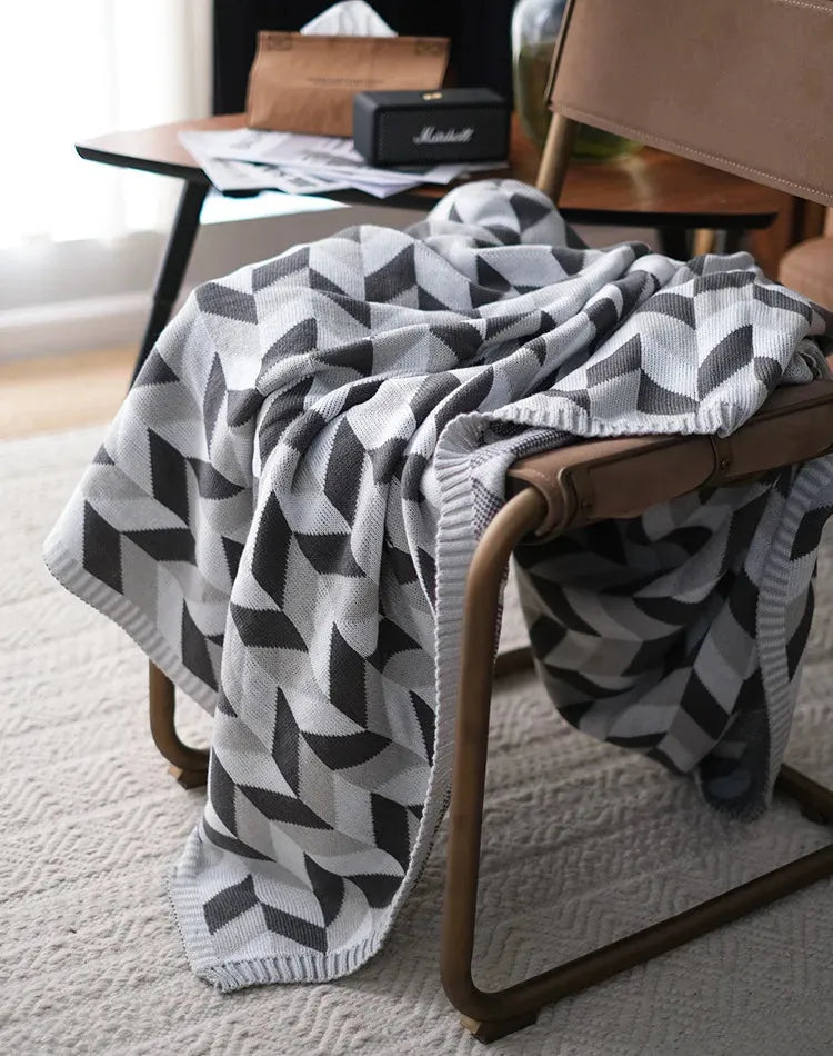 Adena Grayscale Geometric Throw Blanket