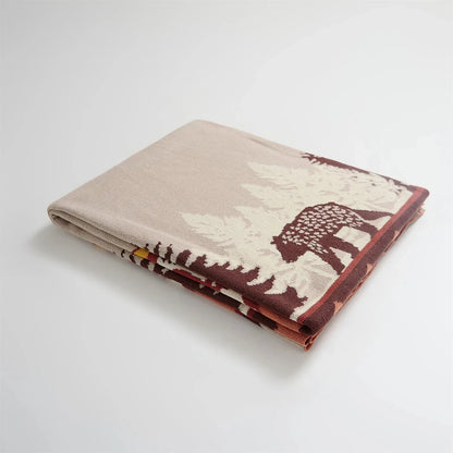 Bear Tranquility Mountain Cotton Throw Blanket