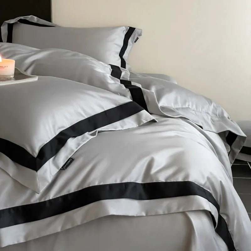 Lewis Border 100S Long Staple Cotton Duvet Cover Set