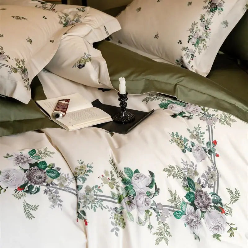 Floral Square Egyptian Cotton Duvet Cover Set