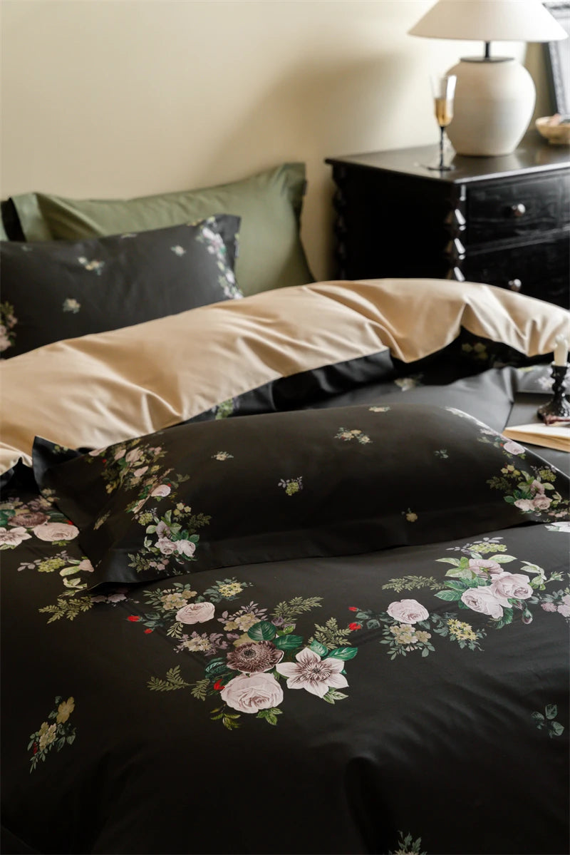 Floral Square Egyptian Cotton Duvet Cover Set