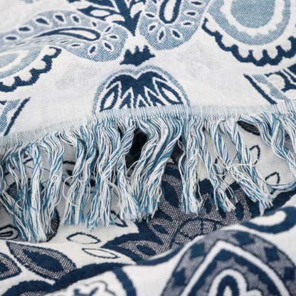 Blue Paisley Multilayer Cotton Blanket