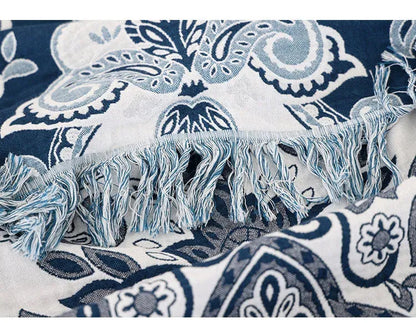 Blue Paisley Multilayer Cotton Blanket