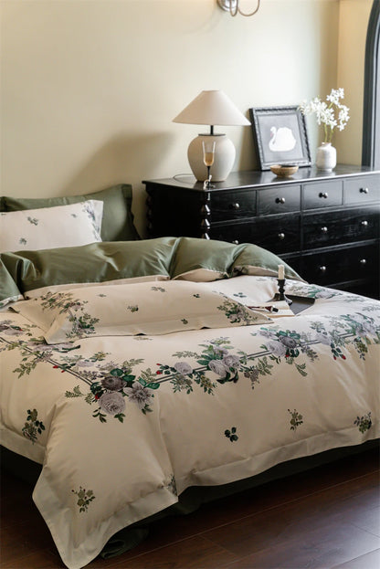 Floral Square Egyptian Cotton Duvet Cover Set