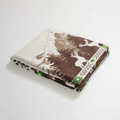 Elk Peace Mountain Cotton Throw Blanket