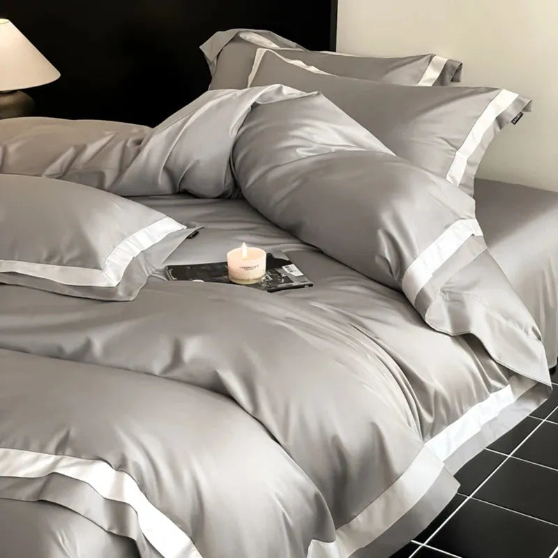 Lewis Border 100S Long Staple Cotton Duvet Cover Set