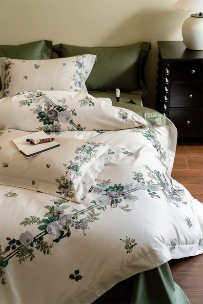 Floral Square Egyptian Cotton Duvet Cover Set