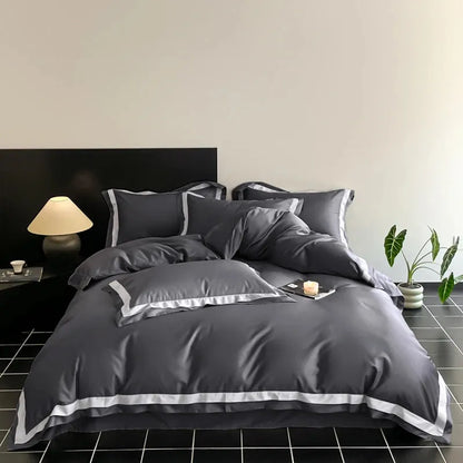 Lewis Border 100S Long Staple Cotton Duvet Cover Set